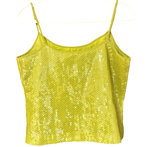 100% Silk Green Sequin Vintage Carole Little Strappy Cami Top Size Medium - Picture 3 of 6